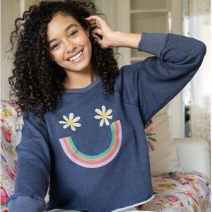 Natural Life Cropped Sweatshirt: Blue Size XS